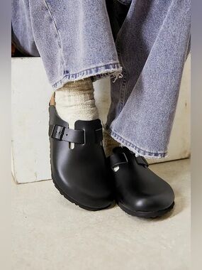 Birkenstock Boston Clog Smooth Black Leather 39